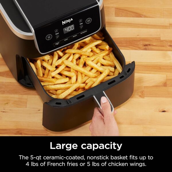 ninja air fryer pro 4 in 1 with 5 qt capacity, air fry, roast, reheat, dehydrate, air crisp technology with 400f for hot, 120 volts, nonstick basket & crisper plate, grey, af141