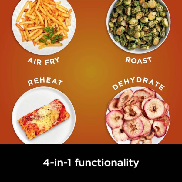 ninja air fryer pro 4 in 1 with 5 qt capacity, air fry, roast, reheat, dehydrate, air crisp technology with 400f for hot, 120 volts, nonstick basket & crisper plate, grey, af141