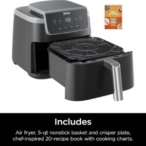 ninja air fryer pro 4 in 1 with 5 qt capacity, air fry, roast, reheat, dehydrate, air crisp technology with 400f for hot, 120 volts, nonstick basket & crisper plate, grey, af141