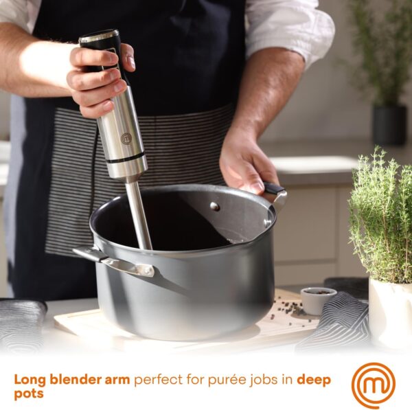 MasterChef Immersion Blender Handheld, Stainless Steel Hand Held Blending Stick Emulsifier, Puree Blender for Making Baby Food, Soup, Sauces etc, Powerful 400W Motor with Variable Speed Control - Image 3