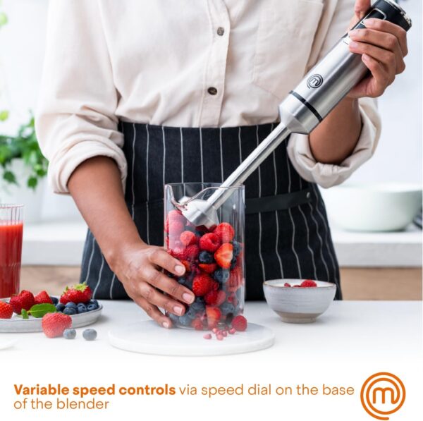 MasterChef Immersion Blender Handheld, Stainless Steel Hand Held Blending Stick Emulsifier, Puree Blender for Making Baby Food, Soup, Sauces etc, Powerful 400W Motor with Variable Speed Control - Image 4