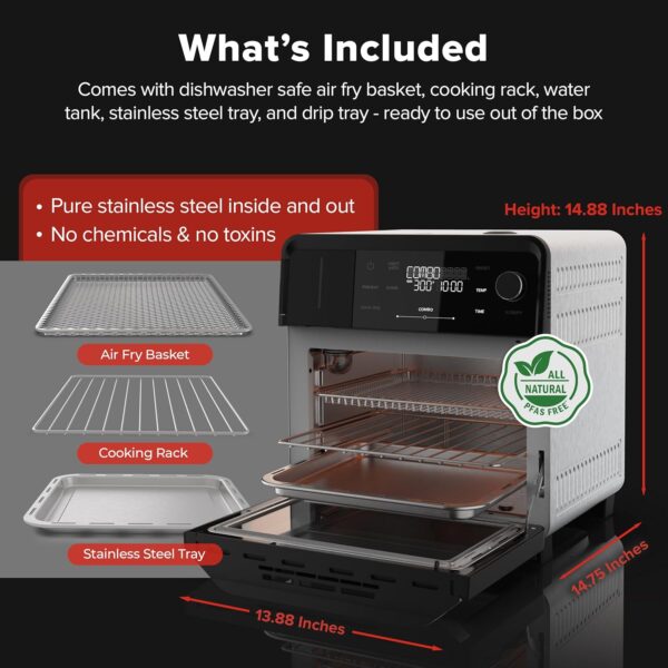 Nuwave PFAS-Free Steam Oven & Air Fryer, All-in-One Convection Cooker with Precision Steam Control, Toast, Air Fry, Sous Vide, Steam & More, Juicier Meats, 120 Presets, 50–450°F, Stainless Steel - Image 6