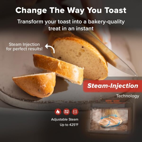 Nuwave PFAS-Free Steam Oven & Air Fryer, All-in-One Convection Cooker with Precision Steam Control, Toast, Air Fry, Sous Vide, Steam & More, Juicier Meats, 120 Presets, 50–450°F, Stainless Steel - Image 8