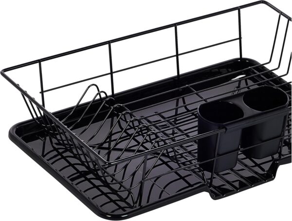 Sweet Home Collection Metal, Plasic ,Dish Drainer Drain Board and Utensil Holder Simple Easy to Use, 12" x 19" x 5", Black - Image 6