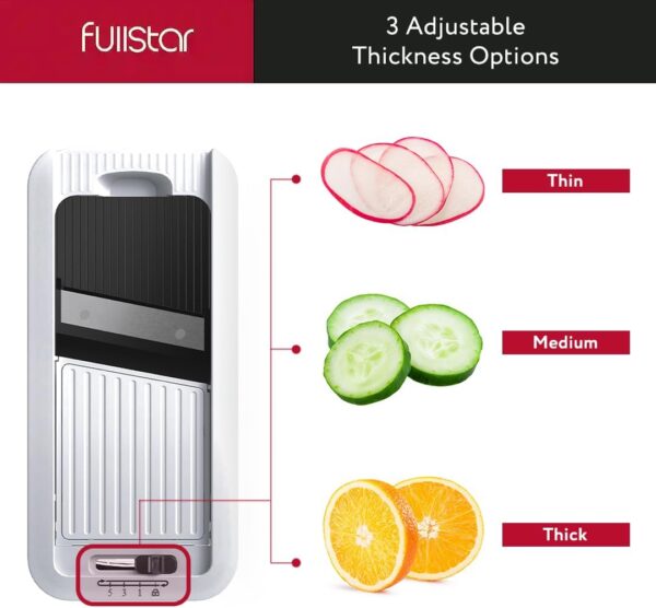 Fullstar All-in-1 Vegetable Chopper and Mandoline Slicer for Kitchen - Cheese Grater, French Fry Cutter, Cheese Slicer - Bonus Handheld Spiralizer Included (6 in 1, Black/White) - Image 5