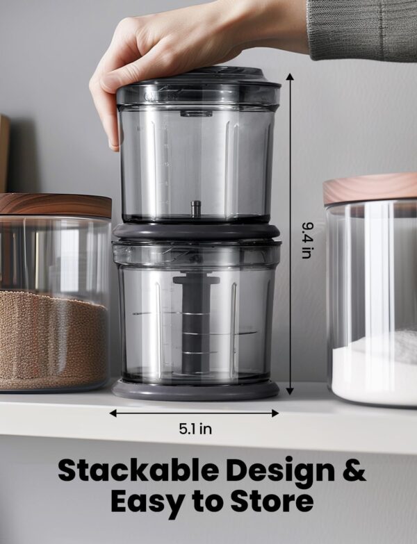 Food Processor 4 Cup, Electric Food Chopper, 【Small but Powerful】Meat Grinder with 2 Bowls, 2 Speed & 4 Blades for Vegetable, Meat, Nuts, Functions for Chopping, Dicing, Mixing and Puree - Image 6