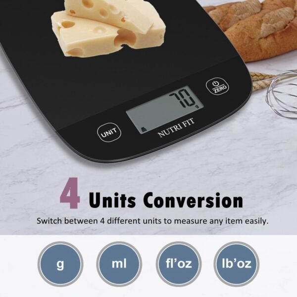 NUTRI FIT Food Scale for Kitchen Scales Digital Weight Grams and Ounces, Baking Scale Accurate for Weight Loss, Cooking, Coffee, Keto Diet, Meal Prep, 0.1oz Ultra Slim Smart Tare Black - Image 4