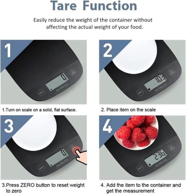 NUTRI FIT Food Scale for Kitchen Scales Digital Weight Grams and Ounces, Baking Scale Accurate for Weight Loss, Cooking, Coffee, Keto Diet, Meal Prep, 0.1oz Ultra Slim Smart Tare Black - Image 8