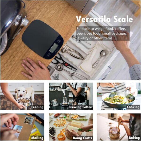 NUTRI FIT Food Scale for Kitchen Scales Digital Weight Grams and Ounces, Baking Scale Accurate for Weight Loss, Cooking, Coffee, Keto Diet, Meal Prep, 0.1oz Ultra Slim Smart Tare Black - Image 9