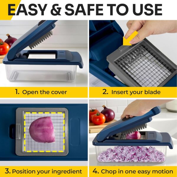 UltraChop All-in-One Vegetable Chopper, Veggie Food Chopper with Container, Spiralizer, Mandoline Slicer Dicer, Onion Mincer, French Fry And Salad Cutter, Home Essentials & Kitchen Gadgets - Image 7