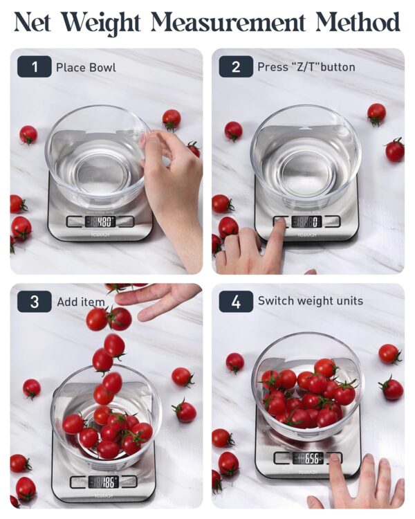 Food Scale, 11lb Digital Kitchen Scale with 6 Units LCD Display and Tare Function,Compact Design for Baking,Healthy Cooking,Meal Prep, 304 Stainless Steel - Image 5