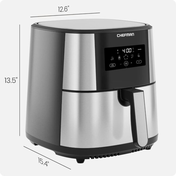 Chefman TurboFry® Touch Air Fryer, XL 8-Qt Family Size, One-Touch Digital Control Presets, French Fries, Chicken, Meat, Fish, Nonstick Dishwasher-Safe Parts, Automatic Shutoff, Stainless Steel - Image 7