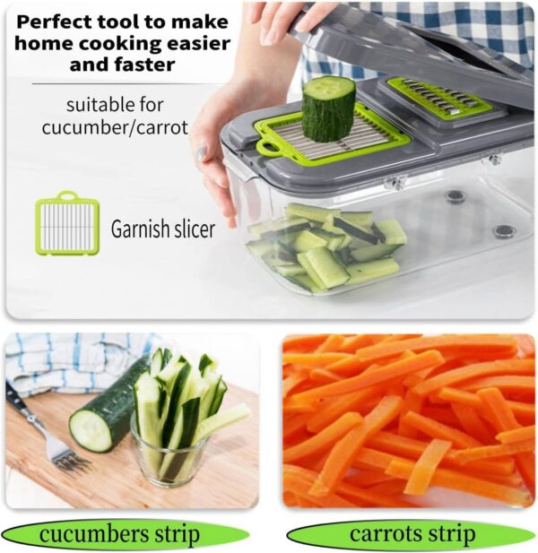Miibox Vegetable Chopper with Container 22-in-1 Veggie Choppers and Dicers Food Chopper Cutter for Onion Tomato Multi Kitchen Tool with Lemon Squeezer -13 Blades,Grey - Image 3