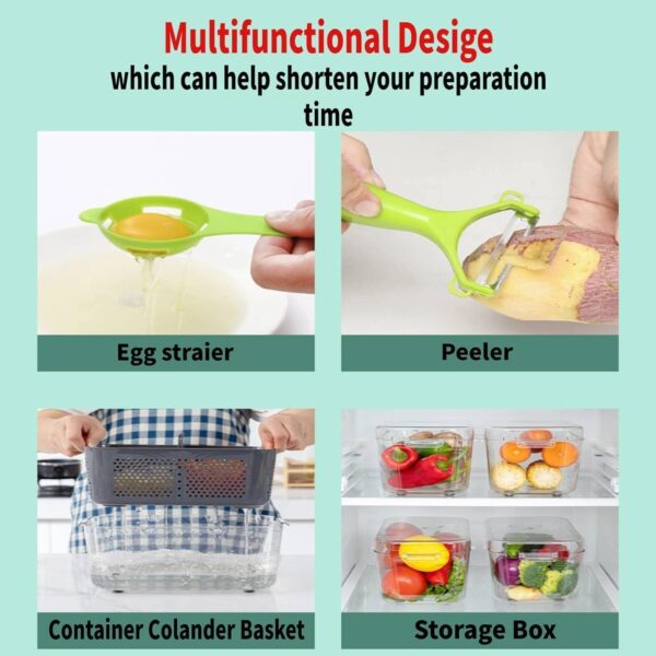 Miibox Vegetable Chopper with Container 22-in-1 Veggie Choppers and Dicers Food Chopper Cutter for Onion Tomato Multi Kitchen Tool with Lemon Squeezer -13 Blades,Grey - Image 5