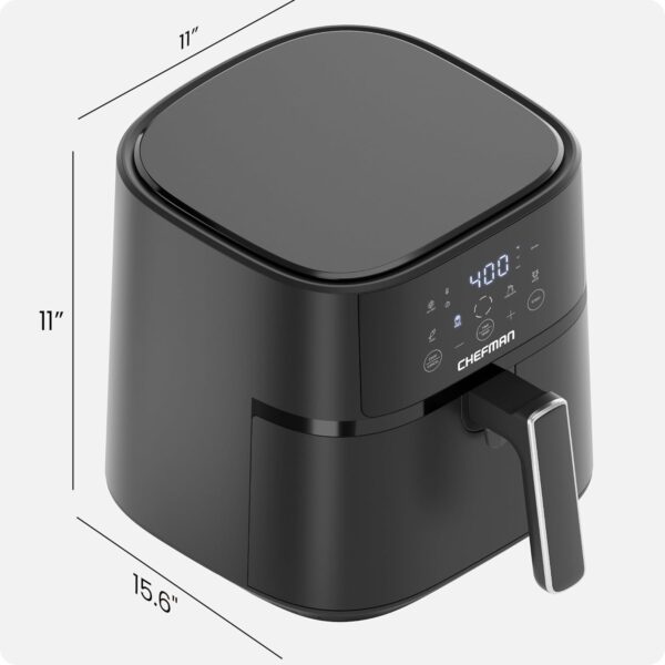 Chefman Air Fryer – 6 QT Compact Airfryer for Quick & Easy Meals in Minutes, Features Hi-Fry Technology for Extra Crisp, Touchscreen Controls with 4 Presets, Nonstick & Dishwasher Safe Basket - Black - Image 7