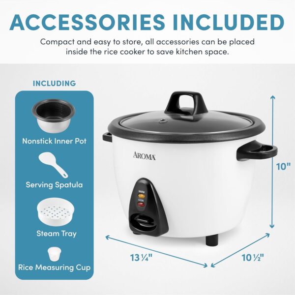Aroma Housewares ARC-360-NGP 20-Cup Pot-Style Rice Cooker & Food Steamer, White - Image 3
