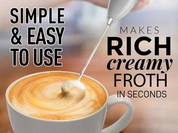 Zulay Powerful Milk Frother for Coffee with Upgraded Titanium Motor - Handheld Electric Whisk, Milk Foamer, Mini Mixer & Coffee Blender for Frappe, Latte, Matcha, No Stand - Silver - Image 8