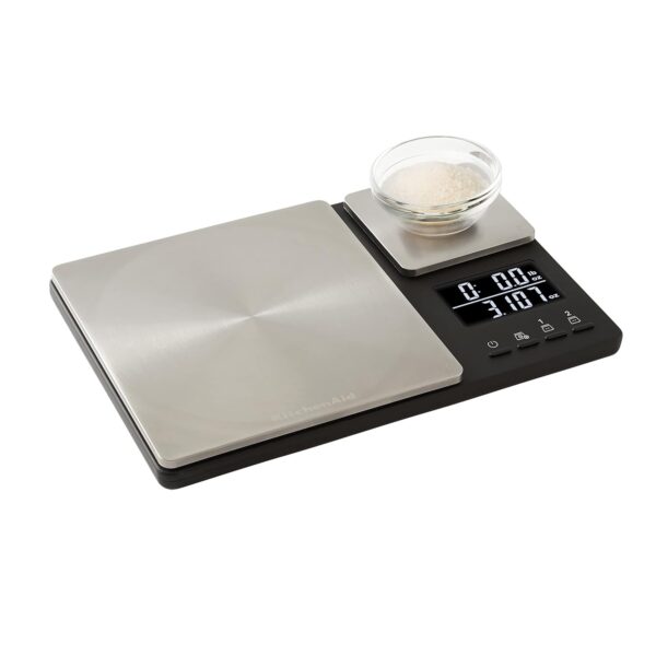 KitchenAid KQ909 Dual Platform Digital Kitchen and Food Scale, 11 pound capacity and Precision 16oz capacity, Black with Stainless Steel - Image 7
