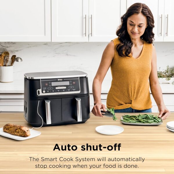 Ninja Foodi 10QT 6-in-1 DualZone Smart XL Air Fryer, 2 Independent 5QT Baskets, Smart Cook Thermometer, Match Cook, Smart Finish, Air Fry, Roast, Bake, Dehydrate, Reheat, Grey, DZ550 - Image 4
