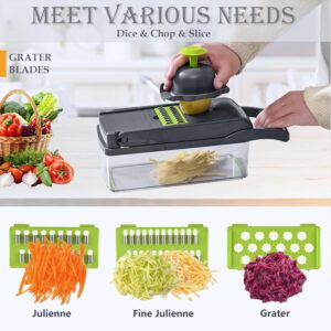 pro series 16 in 1 vegetable chopper, dewpeton mandoline slicer, veggie chopper, food chopper with container, vegetable cutter & spiralizer for onion salad (home essential gadget & kitchen)