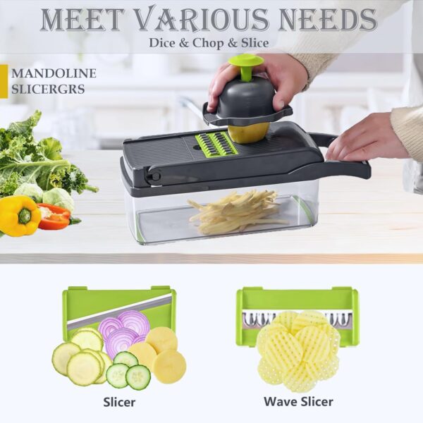 pro series 16 in 1 vegetable chopper, dewpeton mandoline slicer, veggie chopper, food chopper with container, vegetable cutter & spiralizer for onion salad (home essential gadget & kitchen)