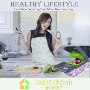 pro series 16 in 1 vegetable chopper, dewpeton mandoline slicer, veggie chopper, food chopper with container, vegetable cutter & spiralizer for onion salad (home essential gadget & kitchen)