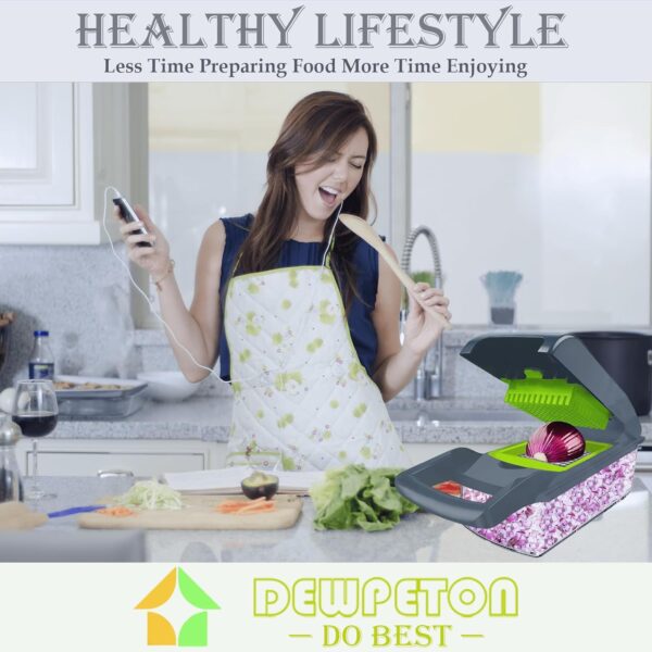pro series 16 in 1 vegetable chopper, dewpeton mandoline slicer, veggie chopper, food chopper with container, vegetable cutter & spiralizer for onion salad (home essential gadget & kitchen)