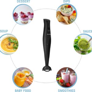 elite gourmet ehb2425b electric immersion, mixer, chopper, 1 touch control hand blender, 150 watts, black