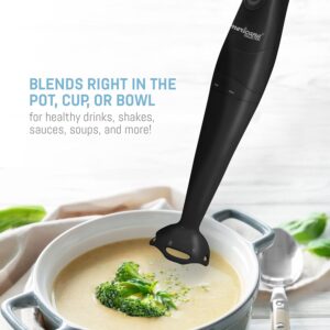 elite gourmet ehb2425b electric immersion, mixer, chopper, 1 touch control hand blender, 150 watts, black