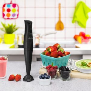 elite gourmet ehb2425b electric immersion, mixer, chopper, 1 touch control hand blender, 150 watts, black