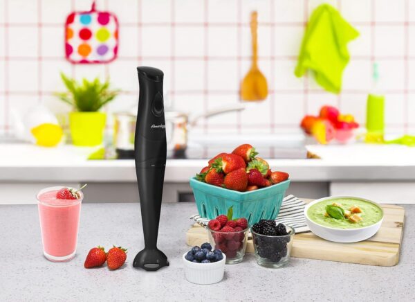 elite gourmet ehb2425b electric immersion, mixer, chopper, 1 touch control hand blender, 150 watts, black