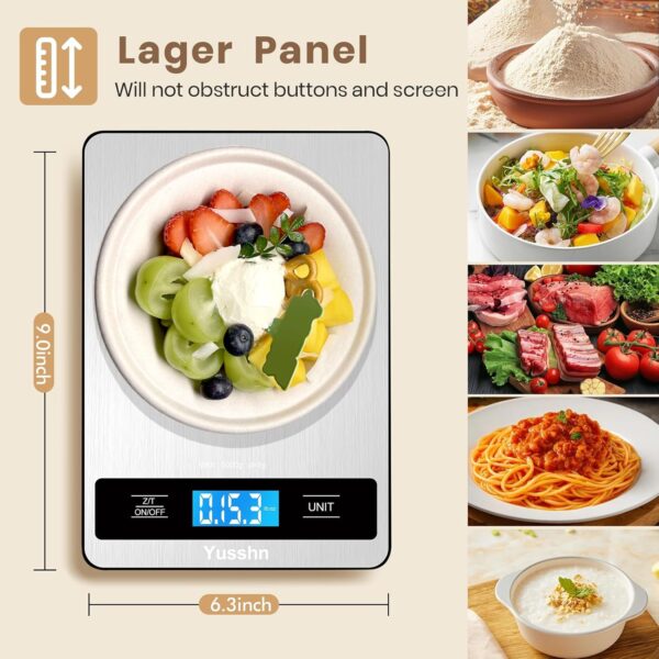 digital kitchen scale precision food scale for cooking & baking (1g/0.05oz accuracy) waterproof stainless steel with lcd display, batteries included weight in grams & oz (ash silver)