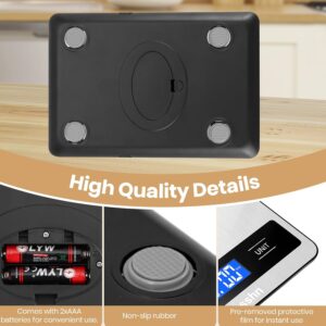 digital kitchen scale precision food scale for cooking & baking (1g/0.05oz accuracy) waterproof stainless steel with lcd display, batteries included weight in grams & oz (ash silver)