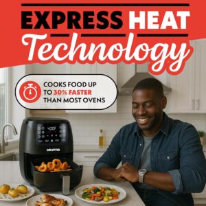 gourmia air fryer 6 qt digital – guided cooking with 12 one‑touch presets, fryforce 360 large xl basket, touchscreen, dishwasher‑safe accessories, healthy no‑oil cooking gaf686