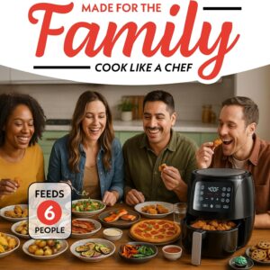 gourmia air fryer 6 qt digital – guided cooking with 12 one‑touch presets, fryforce 360 large xl basket, touchscreen, dishwasher‑safe accessories, healthy no‑oil cooking gaf686