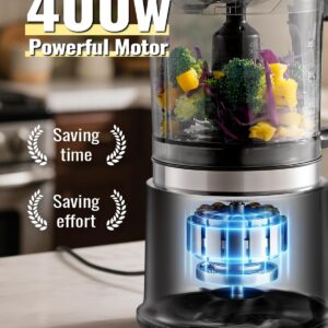 food chopper, 4 cup fast food processor, electric meat grinder with 2 speed, 4 stainless steel blades, and whisk, 400w power for chopping, mixing, emulsifying, puree and whisking, bpa free