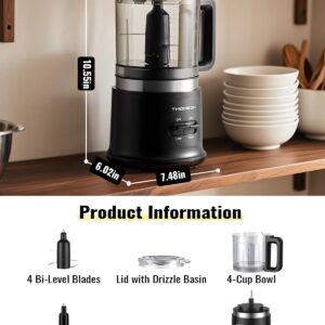 food chopper, 4 cup fast food processor, electric meat grinder with 2 speed, 4 stainless steel blades, and whisk, 400w power for chopping, mixing, emulsifying, puree and whisking, bpa free