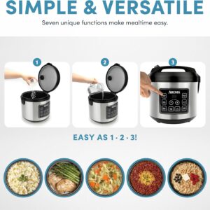aroma housewares 20 cup cooked (10 cup uncooked) digital rice cooker, slow cooker, food steamer, ss exterior (arc 150sb),black