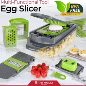bartnelli vegetable chopper food slicer pro | 15 pc multifuctional kitchen gadgets for onion, veggie, cheese grater, vegetables cutter with large container, easy to clean, with bonus brush and fork