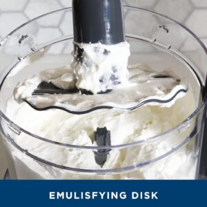 ge food processor | 12 cup | complete with 3 feeding tubes & stainless steel accessories 3 discs + dough blade | 3 speed | great for shredded cheese, chicken & more | kitchen essentials | 550 watts