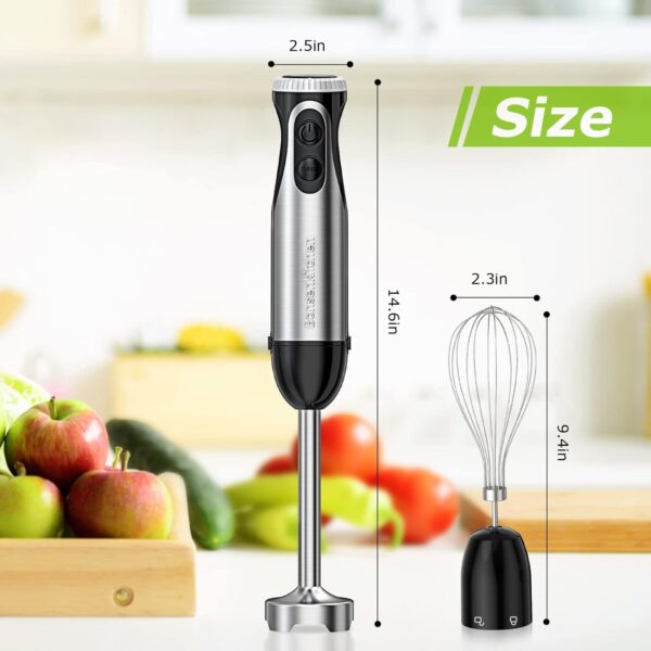 bonsenkitchen immersion handheld blender with whisk, 20 speed & turbo mode hand blender stick 500w, 304 stainless steel hand blender for soup, smoothie, puree, baby food