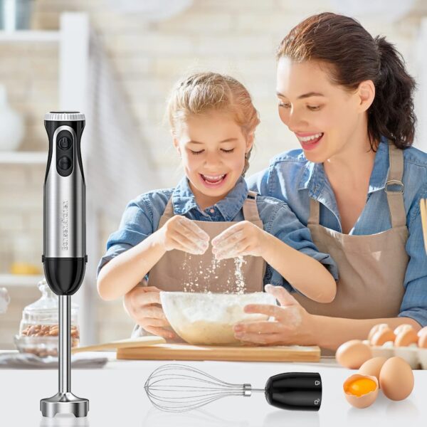 bonsenkitchen immersion handheld blender with whisk, 20 speed & turbo mode hand blender stick 500w, 304 stainless steel hand blender for soup, smoothie, puree, baby food