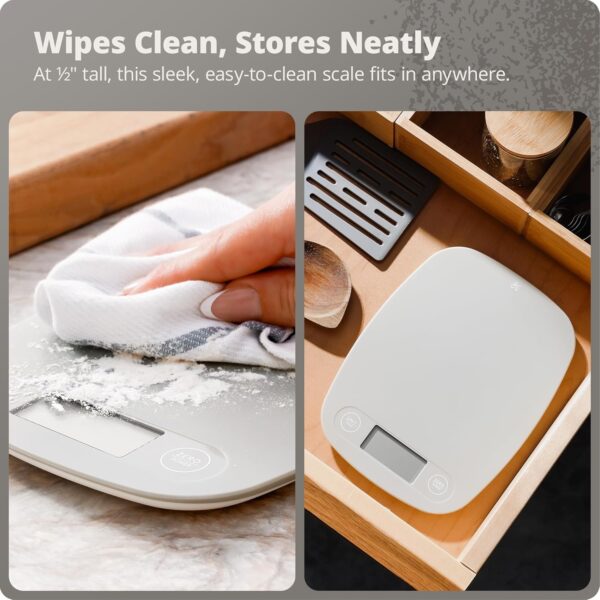 greater goods digital kitchen scale cooking, baking, meal and food prep scale, weighs in grams, pounds and ounces, gray
