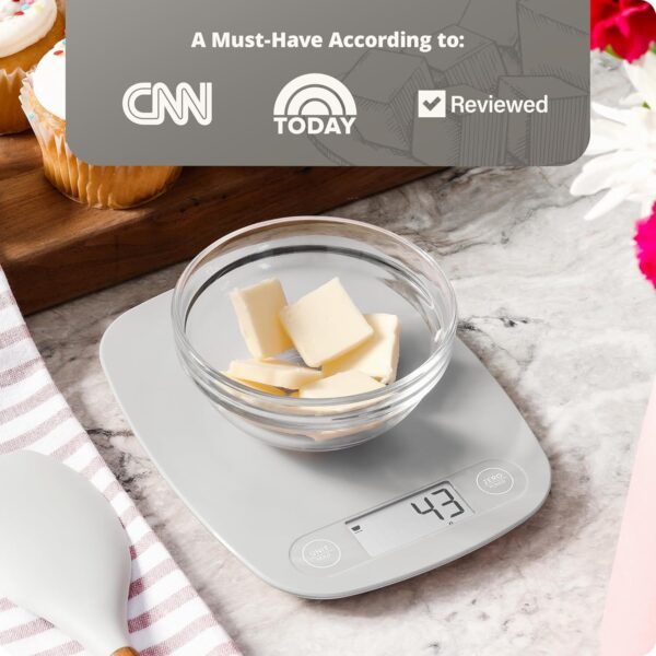 greater goods digital kitchen scale cooking, baking, meal and food prep scale, weighs in grams, pounds and ounces, gray