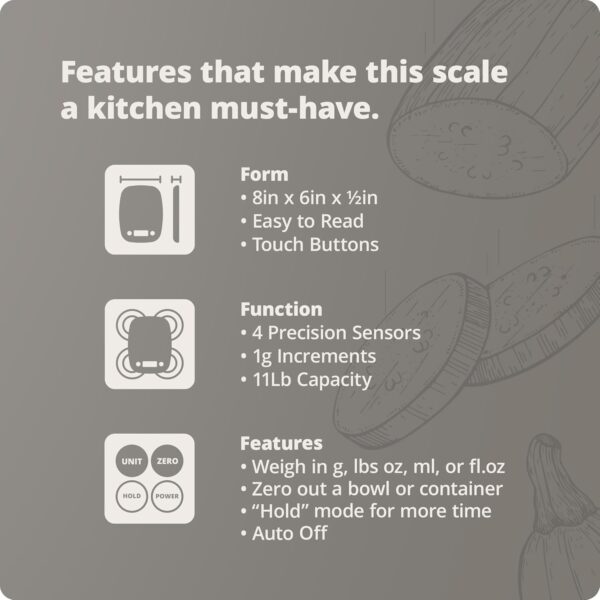 greater goods digital kitchen scale cooking, baking, meal and food prep scale, weighs in grams, pounds and ounces, gray
