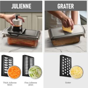 12 in 1 vegetable chopper, mandoline food slicer for kitchen, cheese grater, veggie chopper with container, vegetable cutter for onion, salad and fruit stainless steel, home essential tools