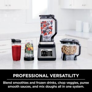 ninja bn801 professional plus kitchen system, 1400 wp, 5 functions for smoothies, chopping, dough & more with auto iq, 72 oz.* blender pitcher, 64 oz. processor bowl, (2) 24 oz. to go cups, grey