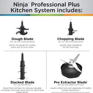 ninja bn801 professional plus kitchen system, 1400 wp, 5 functions for smoothies, chopping, dough & more with auto iq, 72 oz.* blender pitcher, 64 oz. processor bowl, (2) 24 oz. to go cups, grey