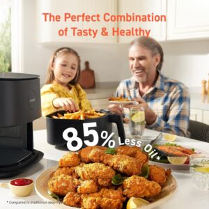 cosori air fryer pro 9 in 1, compact 5qt, 450℉: half time & chef grade cook, one wipe clean glass panel, 130+ in app recipes with nutritional info, nonstick & dishwasher safe basket, gray
