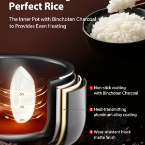 toshiba mini rice cooker, 3 cups uncooked small rice cooker, steamer & warmer, with fuzzy logic and one touch cooking, 24 hour delay timer and auto keep warm feature, white